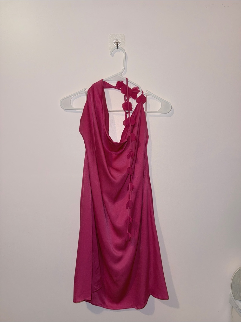 Meshki Gwenda Satin Floral Mini Dress - Dragonfruit pink